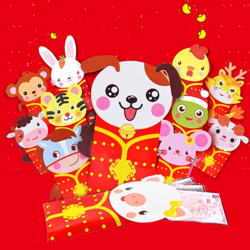 12 Stuks Chinese Rode Enveloppen Chinese Jaar Van Ox
