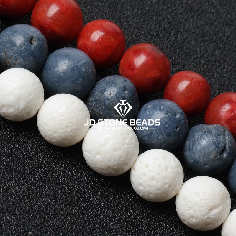 Free Natural White Coral Beads Handmade Necklace Accessory Blue Coral Beads Red Sponge Coral