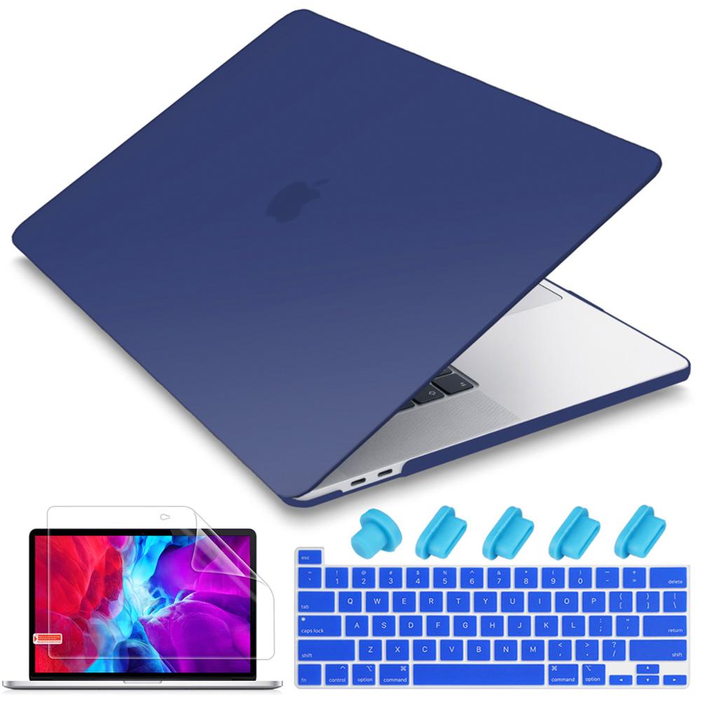 Screen protector Keyboard cover Hard Shell Case for Macbook Pro 16 inch with Touch Bar A2141: Matte Navy Blue