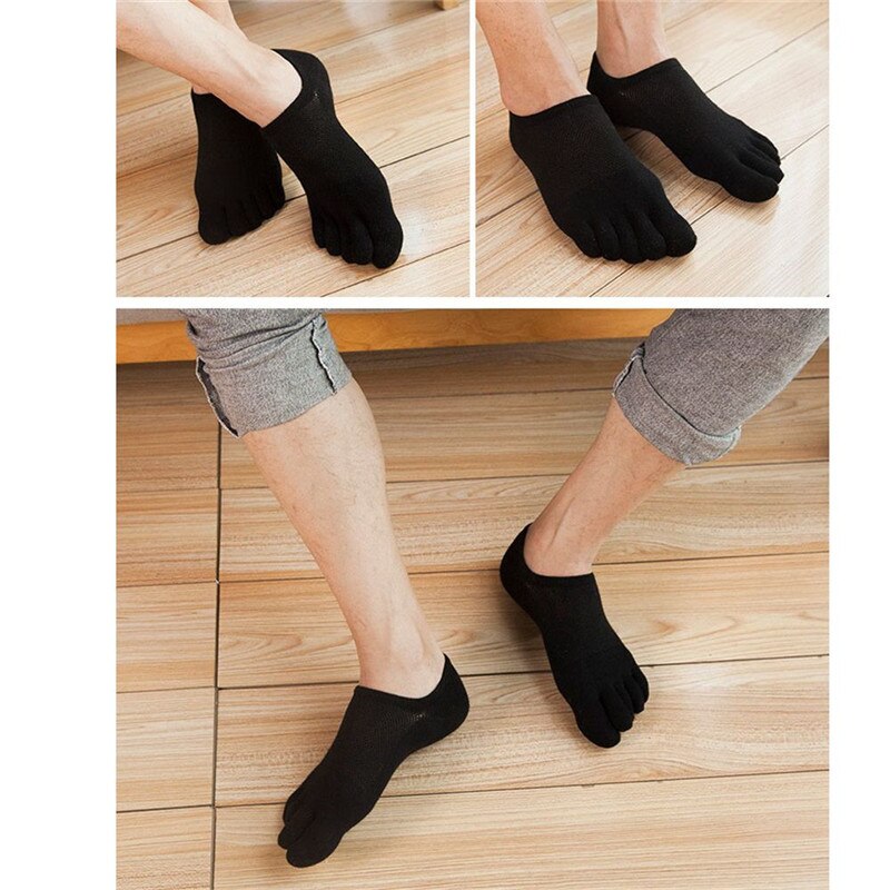 Fem/to-finger tå sokker herre åndbar bomuld skridsikre sokker anti-skrid calcetines no show korte usynlige sokker: 2