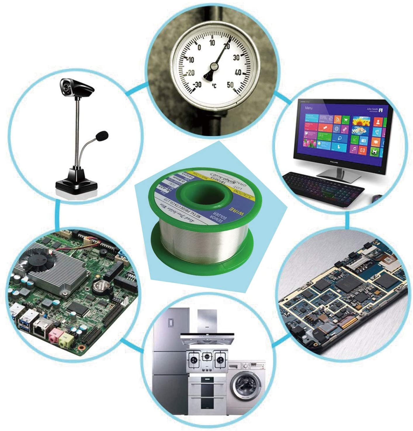 Solder Wire Tin 63/37 soldering Lead-free Low melting 0.8mm Rosin Core Flux1.8%~ 2.4%