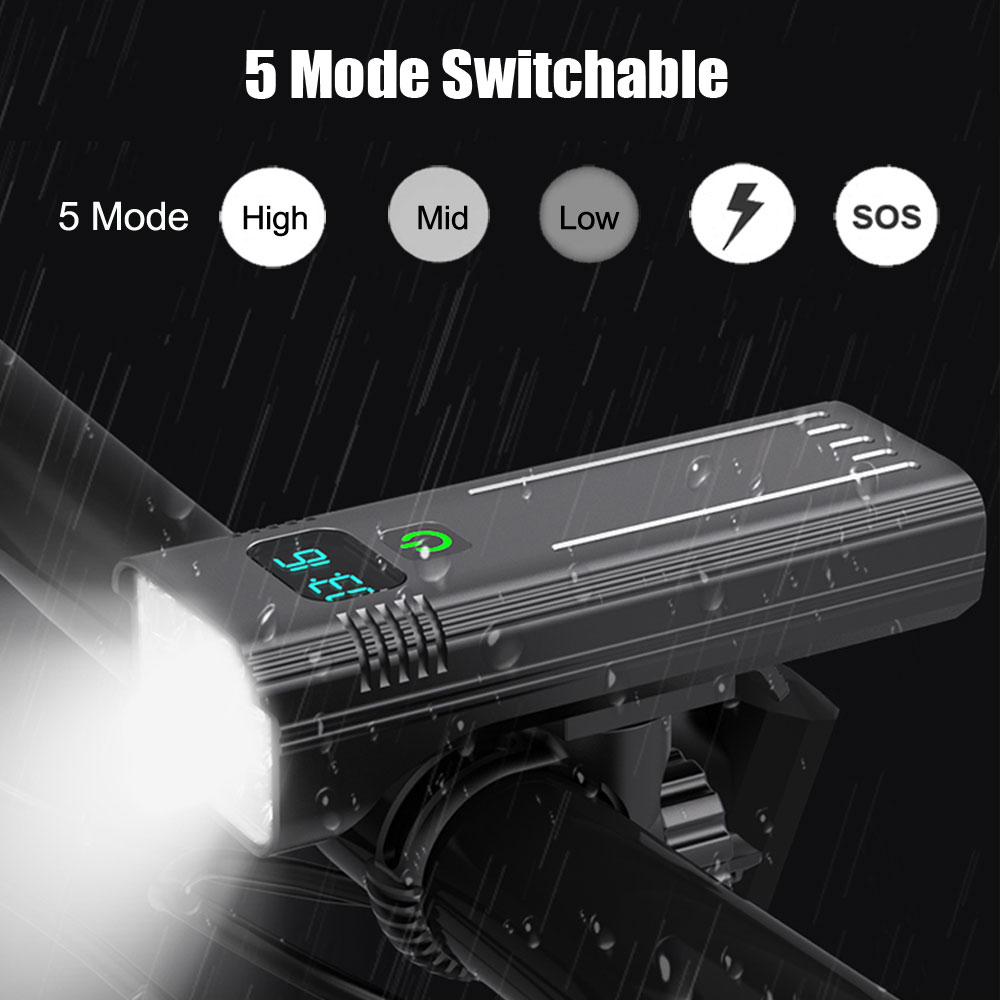 NEWBOLER 12 LED Fietslicht 4800 Lumen USB Oplaadbaar Aluminium MTB Fietslicht 10000 mAh Power Bank Koplamp Fietsaccessoire