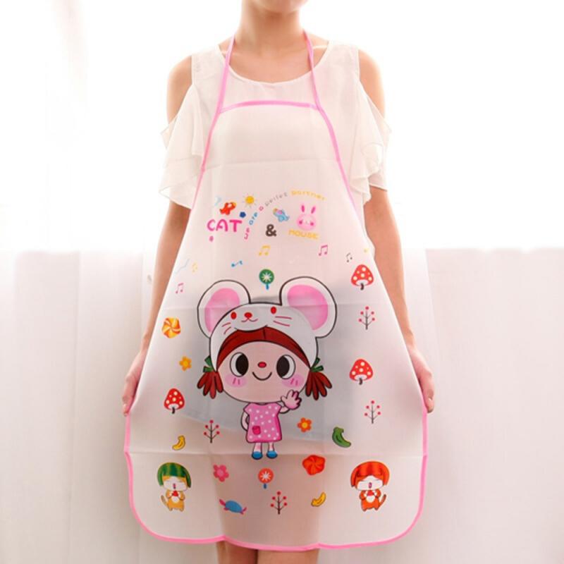 Cartoon Painting Kitchen Apron BBQ Bib Apron For Women Cooking Baking Restaurant Apron Waterproof Home Sleeveless Apron