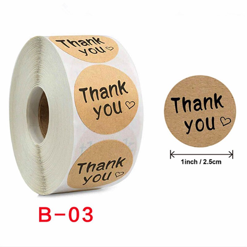 500 Pcs/lot Vintage "THANK YOU"Black Kraft Paper Labels Round and square Sticker Packaging Seal Baking Cards Tools 4 styles: B-03