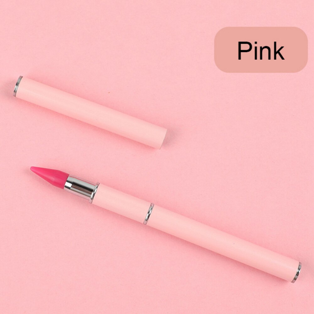 Pluma pulidora para uñas, lápiz para cera de uñas de doble punta, lápiz para cera, herramienta artística para manicura: pink