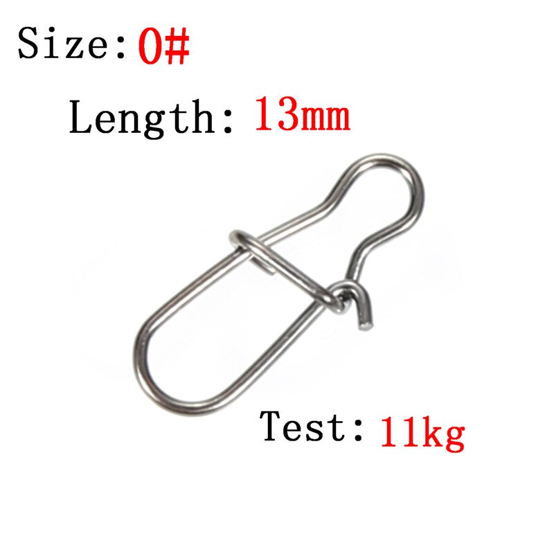 JOSHNESE 50pcs/lot Hook Lock Snap Swivel Solid Rings Safety Snaps Fishing Hooks Connector Stainless Steel: Size 0