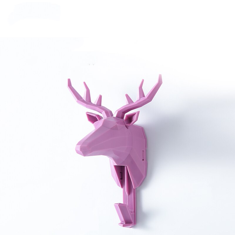 Decoratieve geometrische dierenkop kleur haak stereo hertenkop wandhanger wanddecoratie jas sleutel tas afvalhaak: A