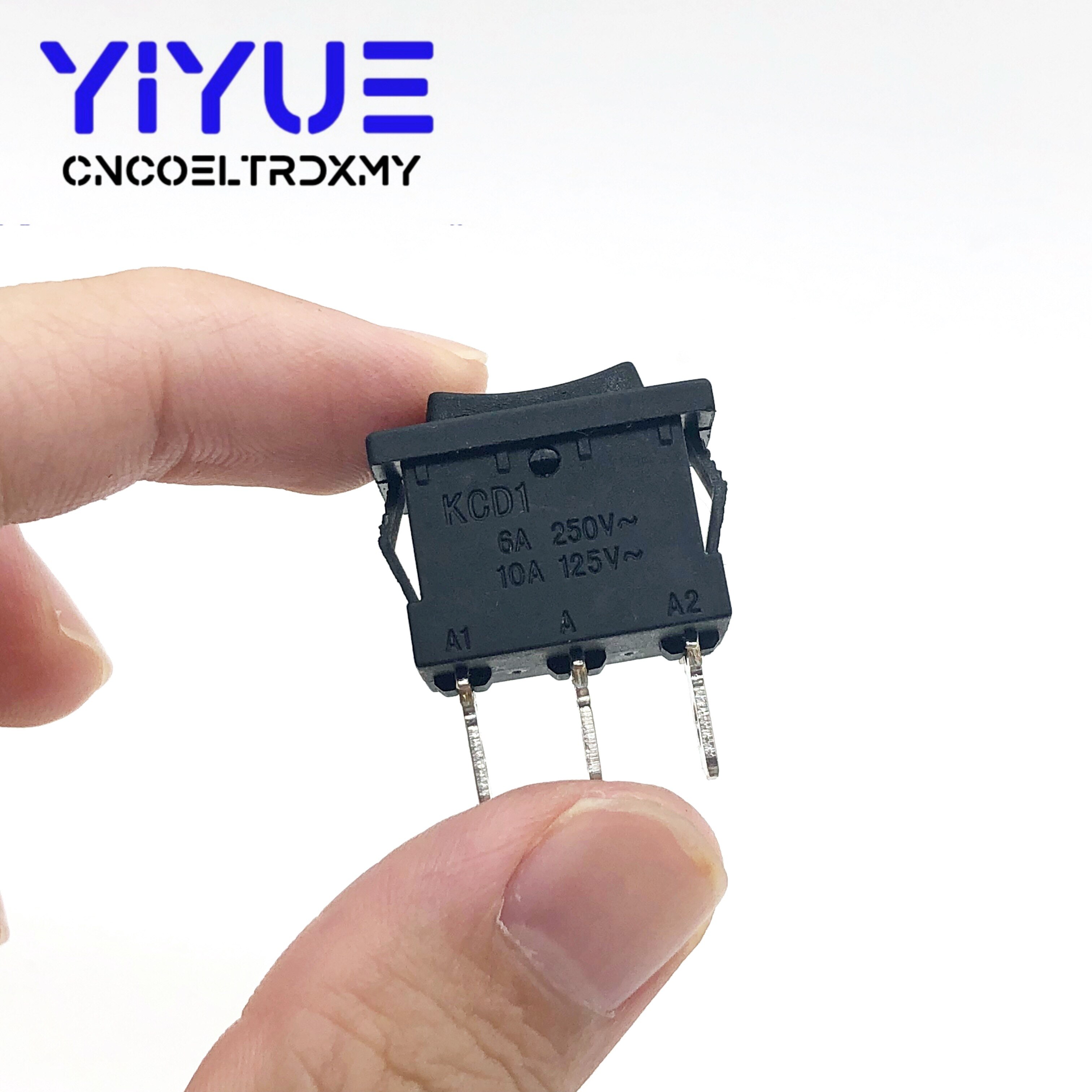 5PCS KCD1 Mini Black 3 Pin three position toggle switch On/Off/On Rocker Switch AC 6A/250V10A/125V