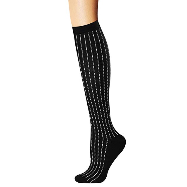 Calcetines de compresión para ciclismo para hombre y mujer, medias deportivas de 20-30 MmHg, antifatiga, alivio del dolor, Color negro: 21 / S / M