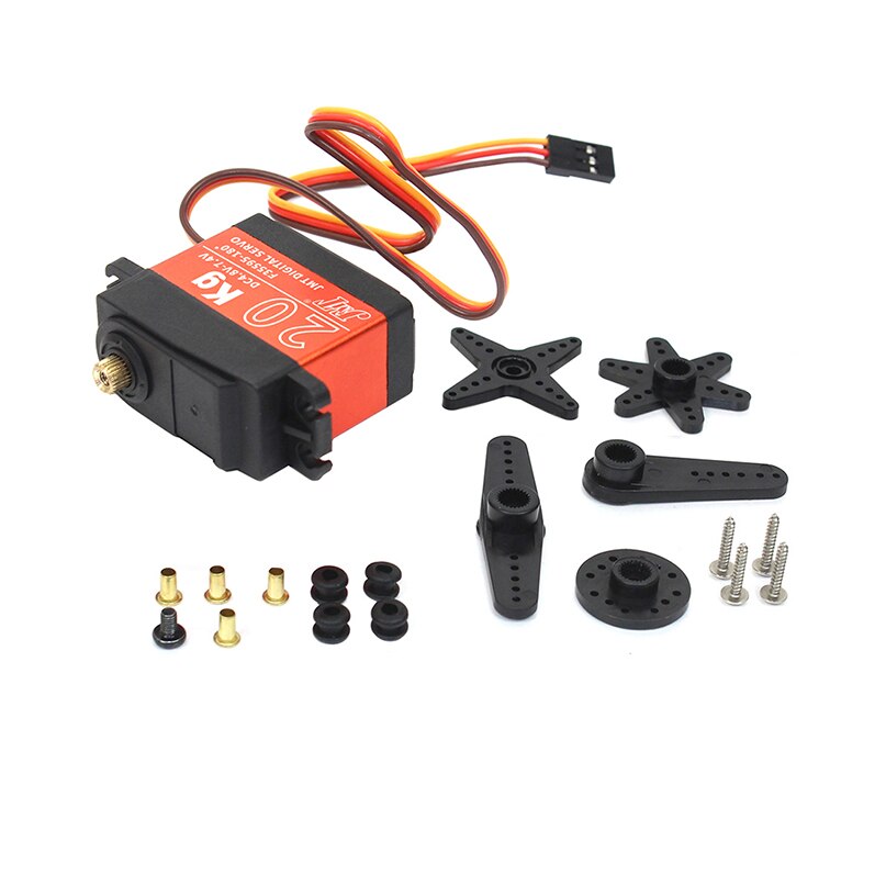 JMT Waterproof Digital Servo 90/180/270/360 Degree RC servo 20KG Metal Gear Large Torque with 25T Arm for Cars RC Toy: WHITE