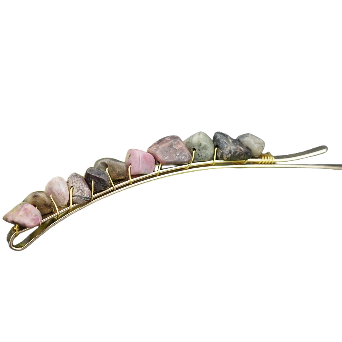 Women Hair Clip Pin Handmade Chip Gemstone Barrettes Hair Grips Accessories Crystal Bobby hairpin Girls Headwear: Dark Khaki