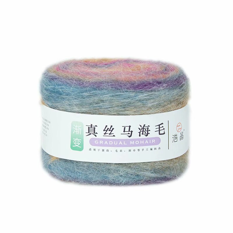 Fils de laine Mohair tricoté, 100g, mélange de laine pour tricoter des cheveux longs, pull arc-en-ciel en cachemire pour bébé