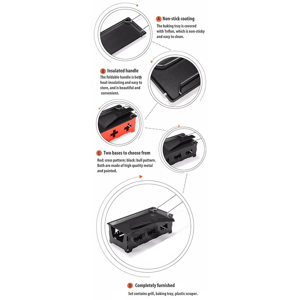 Portable Non-Stick Metal Cheese Raclette Oven Grill Plate Rotaster Baking Tray Stove Set Home Kitchen Baking Tool