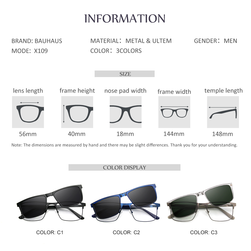 X109 2 en 1 aimant polarisé pince lunettes cadre hommes optique myopie pince lunettes pour hommes lunettes cadre