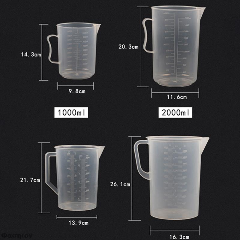 250/500/2000ml Transparent Kitchen Laboratory Plastic Measuring Cup Graduated Volumetric Container Tool 1 Pcs