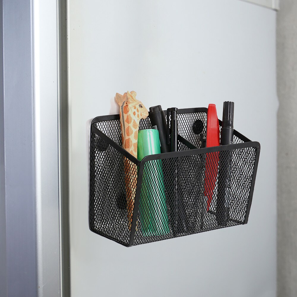 Panier magnétique en maille métallique, boîte de rangement pour stylos à craie, casier de maquillage, accessoires pour tableau blanc