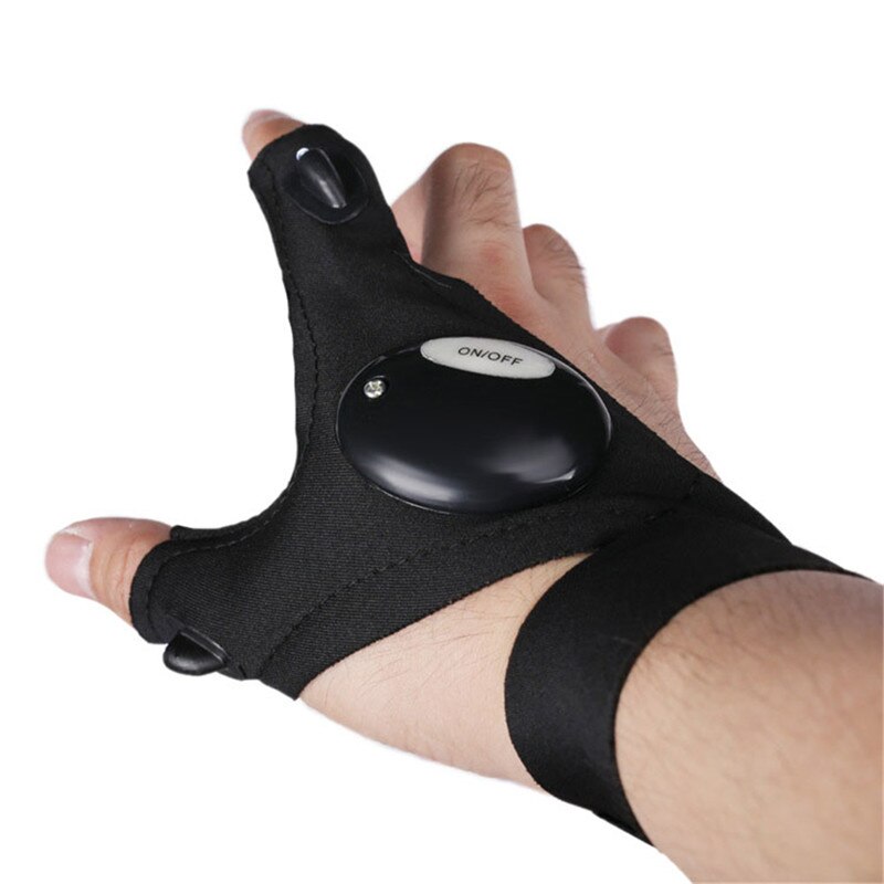 1 pièces LED lampe de poche extérieure pêche gants demi-doigt gants avec lumière éclairage nuit pêche sauvage Camping gauche main droite
