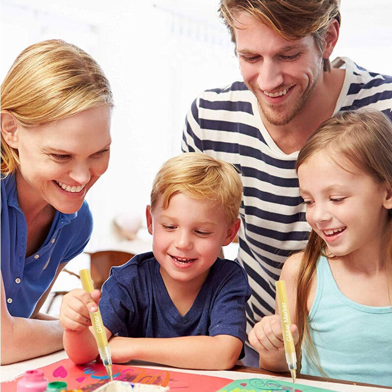 12 kpl/setti glitter väri 2mm markkeri kynä kiiltävä piirustuskynät pigmenttimuste scrapbooking musta kortti koulutaidetarvikkeet paperitavarat