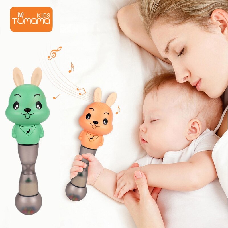 4 In 1 Muziek Zand Hamer Speelgoed Baby Molaire Rammelaar Muziek Ritme Stok Flash Educatief Speelgoed Baby Zandloper Muziek Stok baby Bijtring