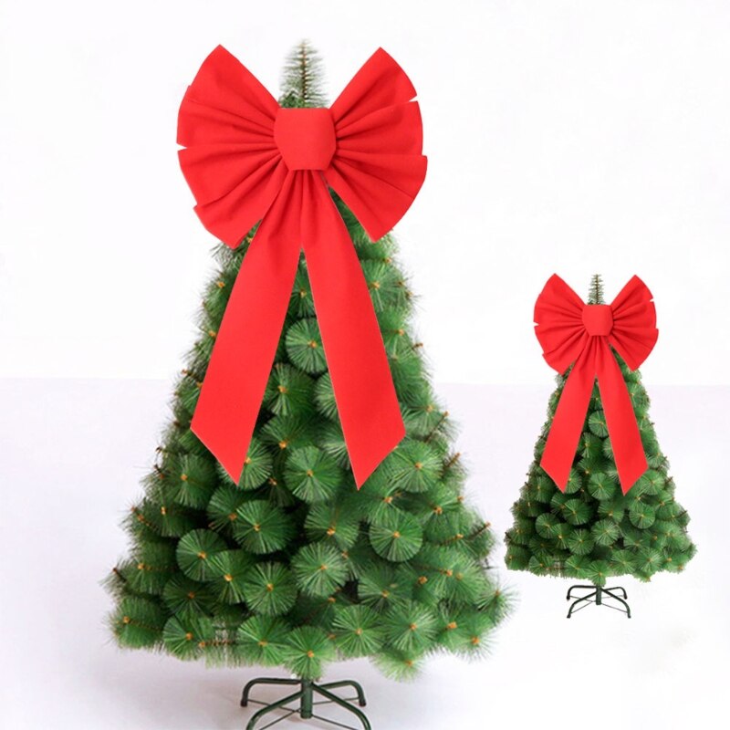 Röd rosett sammet julrosetter hängande xmas rosetter för julkransar dekoration eller träd toppers inomhus och utomhus