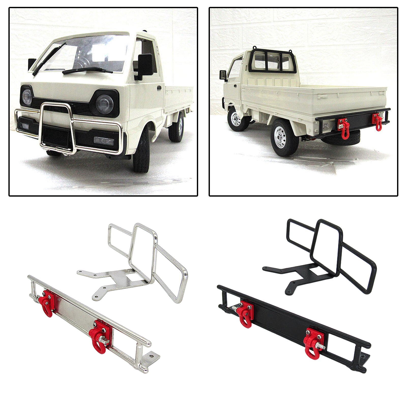 Remote control iron car front bumper rear protection bull bar w/hook bracket for wpl