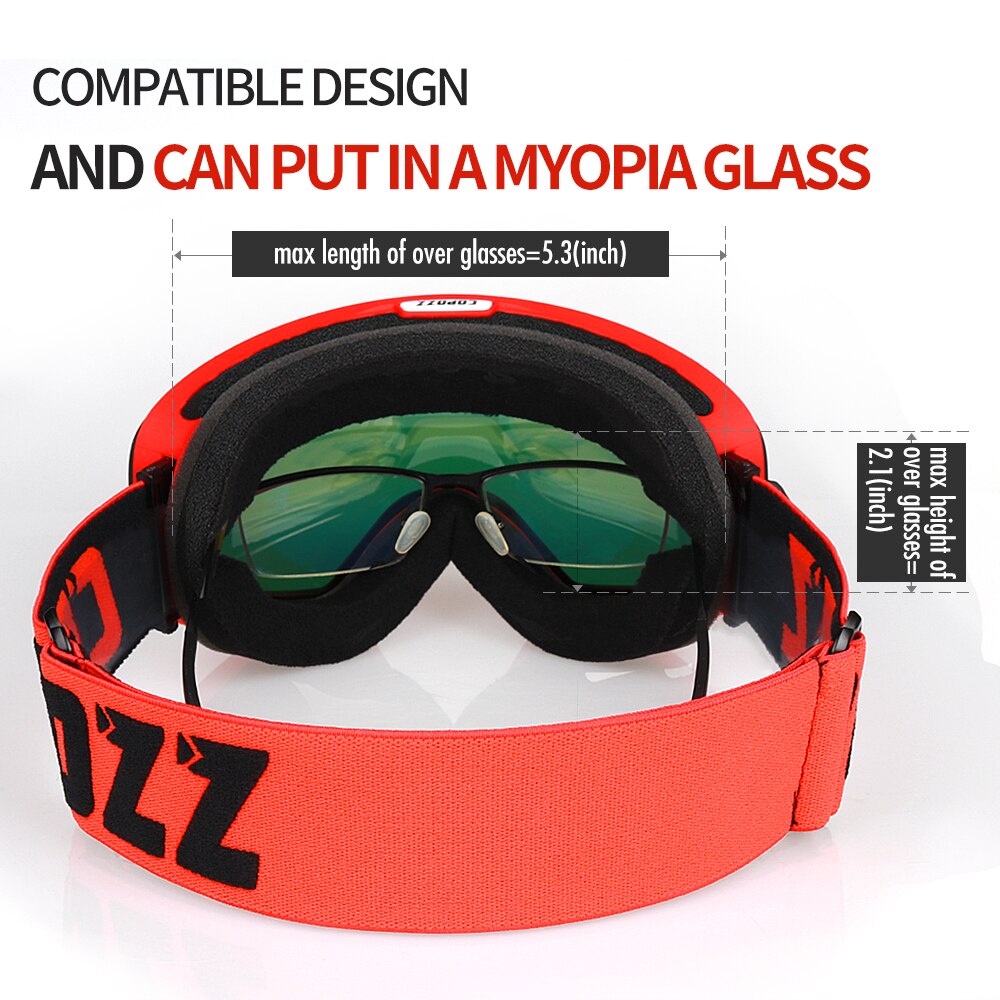 COPOZZ 2 in 1 Ski Goggles with Original Case Double Lenses for Night Skiing Anti-fog UV400 Snowboard Goggles for Men & Women