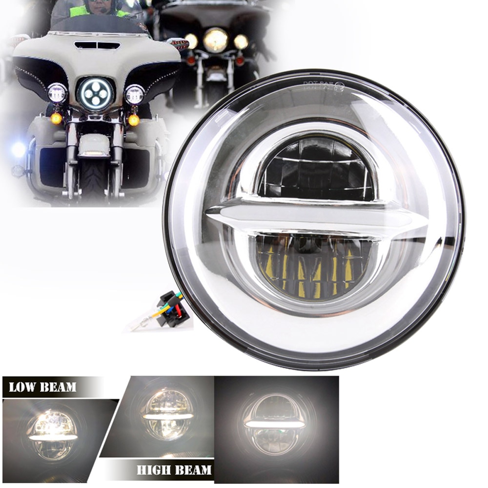 Chromen motorfiets led koplamp 7 inch groot/dimlicht voor honda  cb400 cb500 cb1300 koplamp