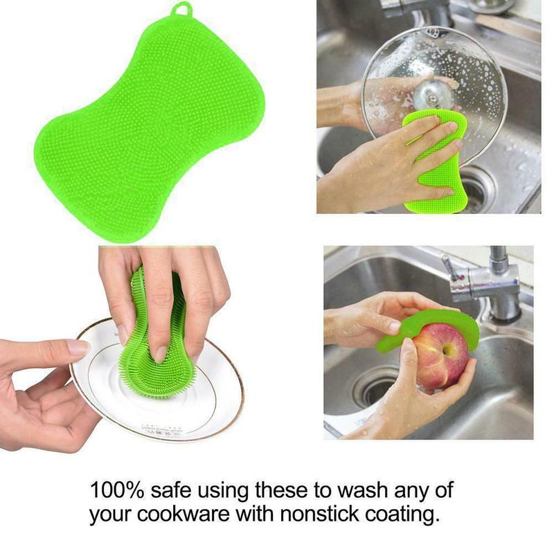 Silicone Kitchen Sponge Brush Washing Dish Cleaning Guarded Gadgets Hand Soft Fruit Vegetable A4X6