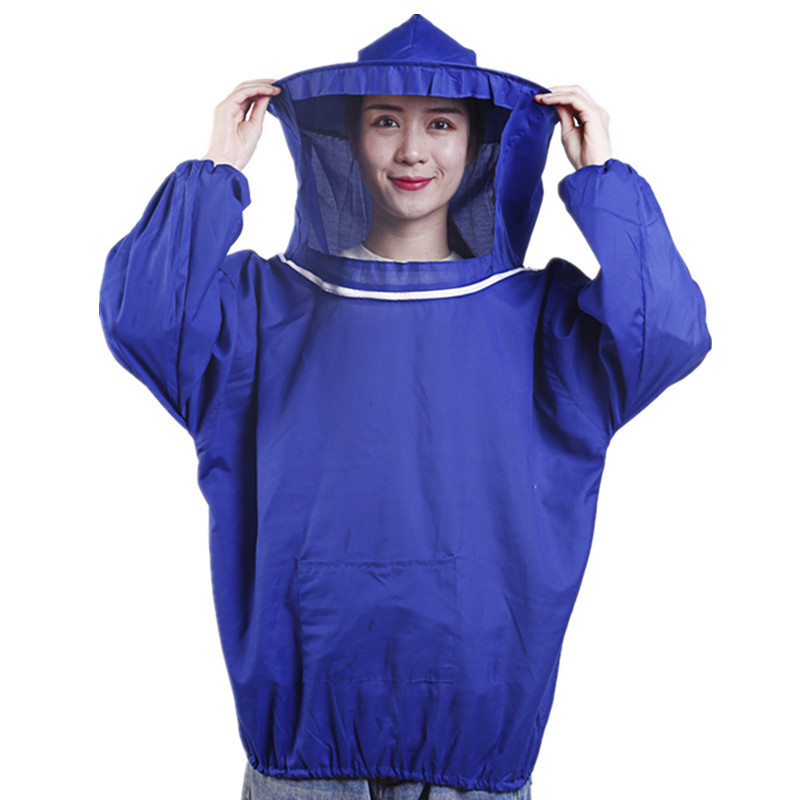 Beekeeping Clothes Storage Pocket Anti-bee Clothing Siamesed Head Mask of Upper Outer Garment for Anti bee suit: Blue