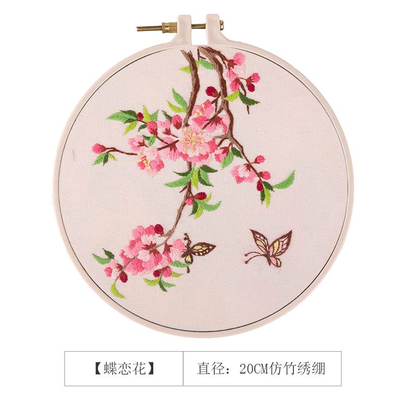 Kinesisk blomma diy broderi kit med broderieram korsstygn sömnad sy konst hantverk broderi målning heminredning: 1