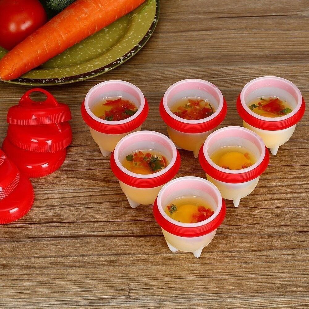 6pcs Hard Boiled Egg Cooker Without Shell Egg Maker BPA Free Non-Stick Fast Poaching For Family Breakfast Kitchen Accessories