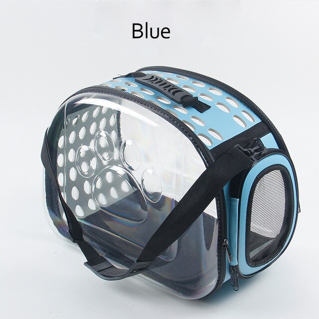 HEYPET portabebés para perros gato jaula plegable cajón plegable Bolso de Plástico bolsas de transporte mascotas suministros mochila transparente: blue / L42W28H32cm
