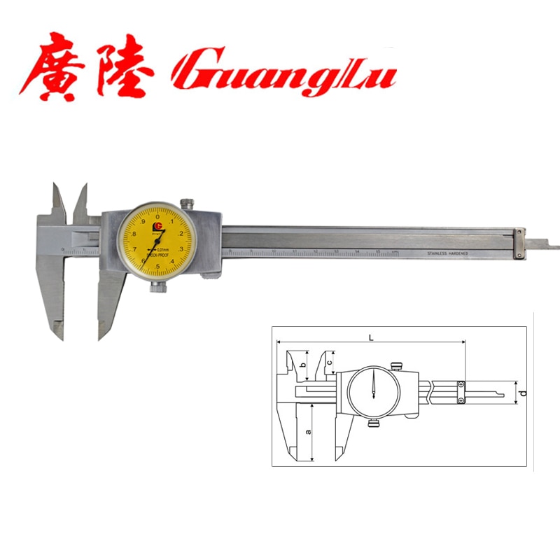 Calibre de Dial Guanglu, pinzas Vernier de Paquimetro de acero inoxidable de alta precisión de 0,01mm, instrumentos de medición, herramientas de medición