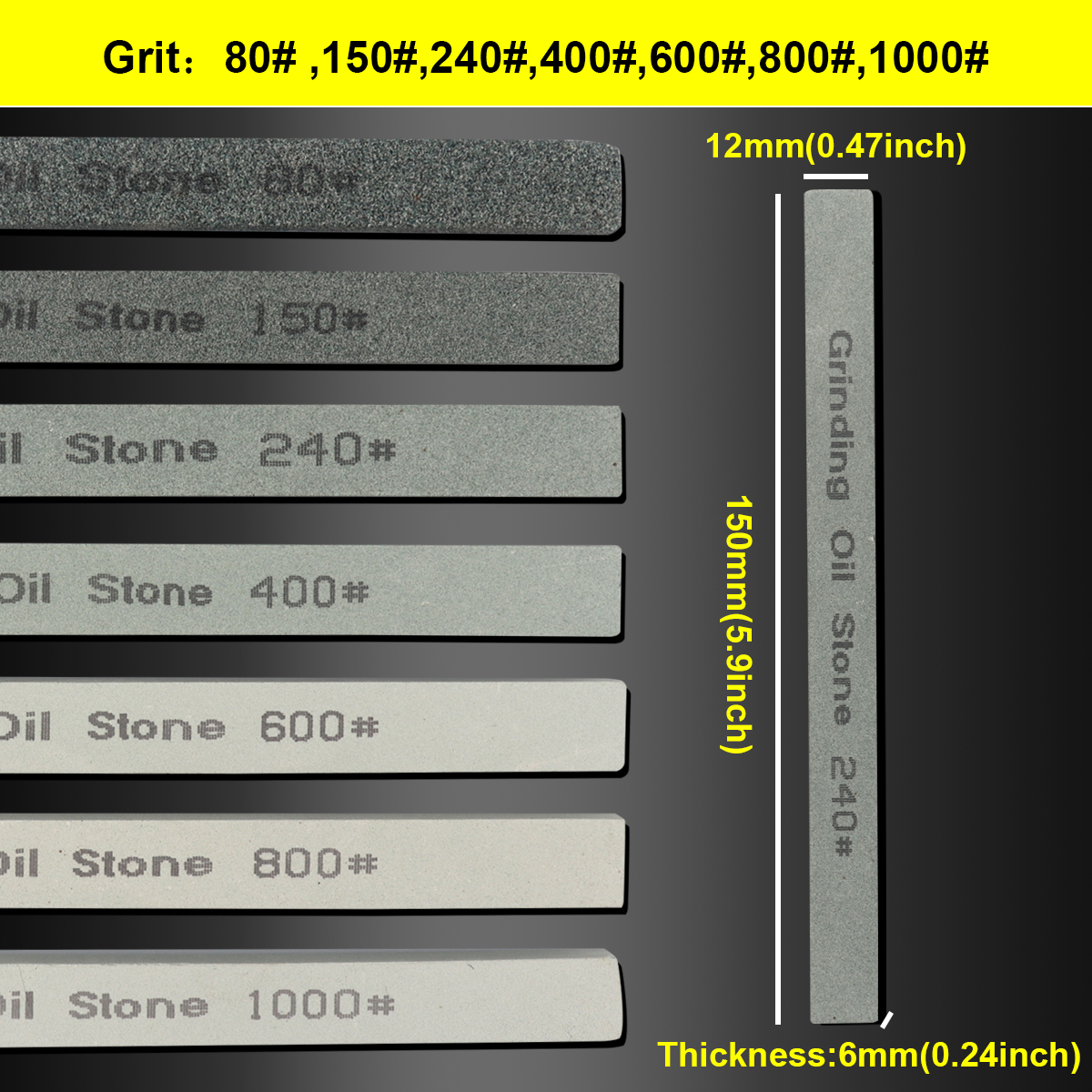 7 stks Slijpsteen Set Mes Slijpsteen Groen Siliciumcarbide Olie Steen Honing Steen 80 # 150 # 240 # 400 # 600 # 800 # 1000 #