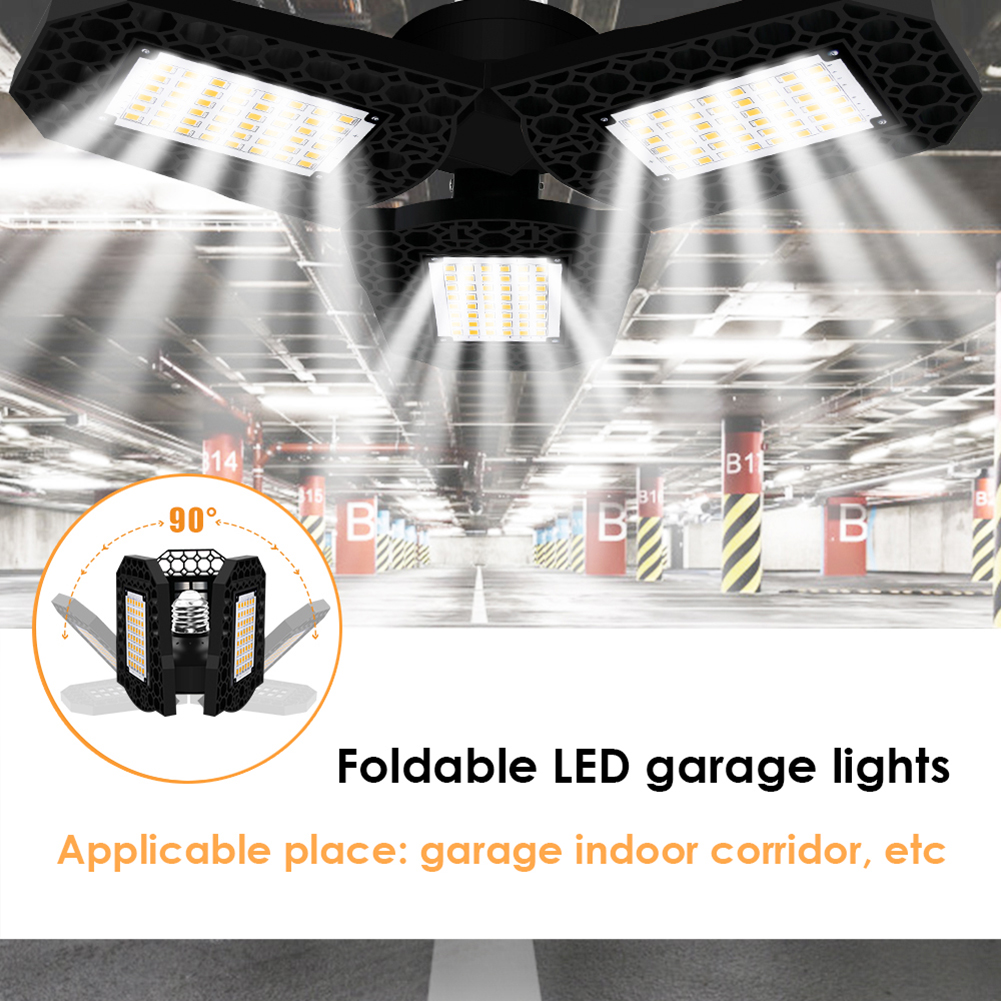 40/60/80W E27 Led Industrial Light 85-265V Foldable Fan Blade Light for Garage Factory Deformable Ceiling Lamp