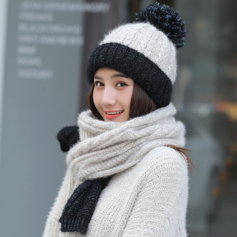 Ht2687 dames winter muts sjaal set dikke warme dames winter accessoires dames gebreide muts en sjaal dames mutsen dames winter set