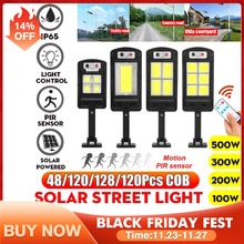 500w ledet solcelle gatelys 128 kolbe utendørs belysning sikkerhetslampe bevegelse pir sensor fjernkontroll vanntett vegglampe