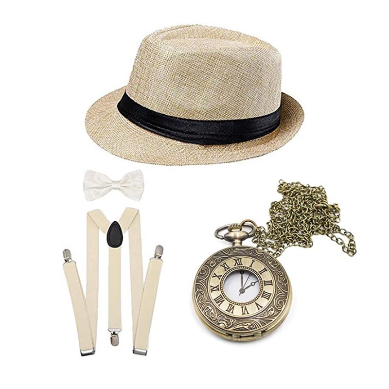 The 1920s vintage Great Gatsby party retro set and newspaper boy retro set: beige 1