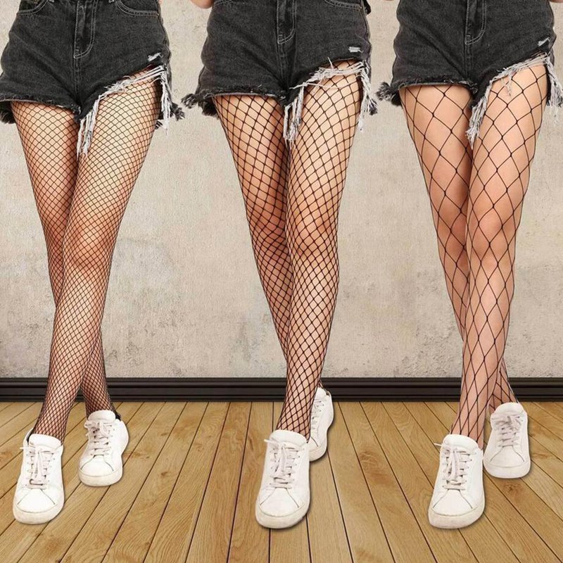 Donne calde lunghe sexy scava fuori calze a rete collant nero a vita alta calza collant collant a rete lingerie di alta qualità