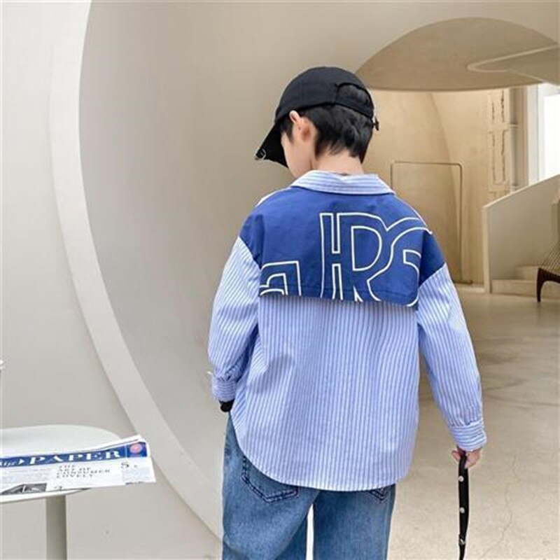 22022 Teenage Boys Kids Boys Shirts School Formal Shirt for Boys Down Collar Blouse For Dress Shirt Teen 6 8 10 12Year