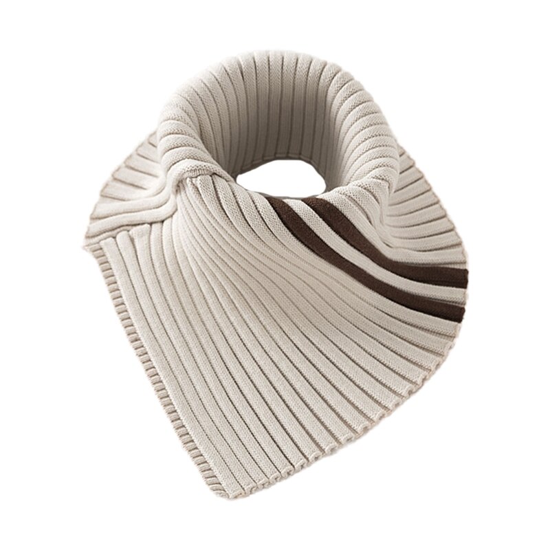Winter Turtleneck False Collar Knit Striped Detachable Scarf Stretch Neck Warmer: 6EE406689-A
