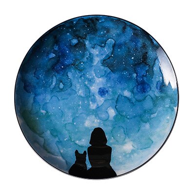 8 Inch China Breakfast Plate Steak Plates Plate Fruit Plate Platter Star Bone China Plate (TRK1): D