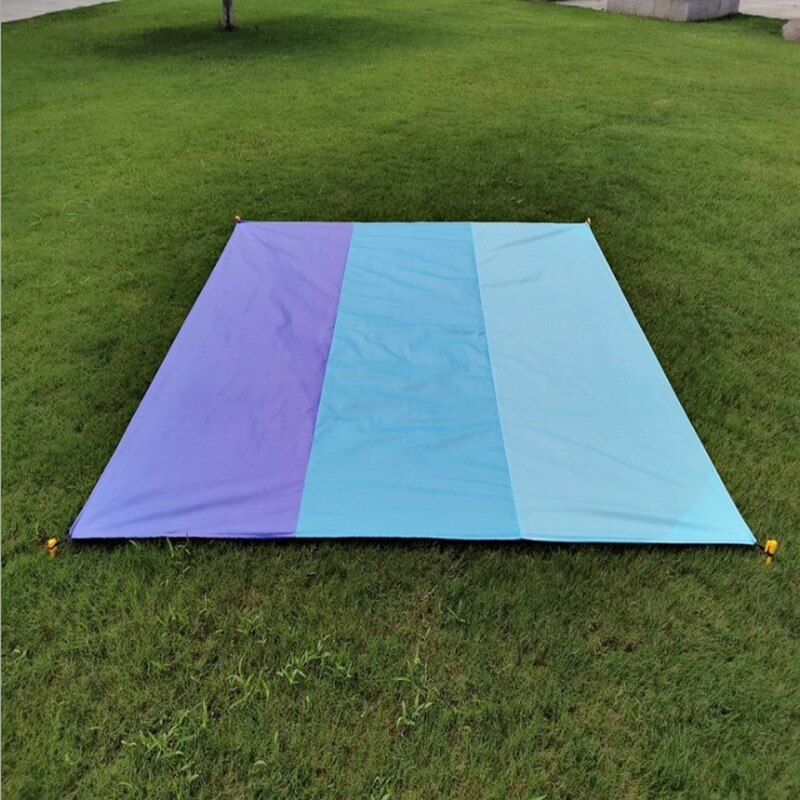 Summer Portable Pocket Picnic Waterproof Mat Sand Beach Mat Outdoor Camping Hiking Equipment Folding Blanket Tent Cover: Purple / 200x210cm