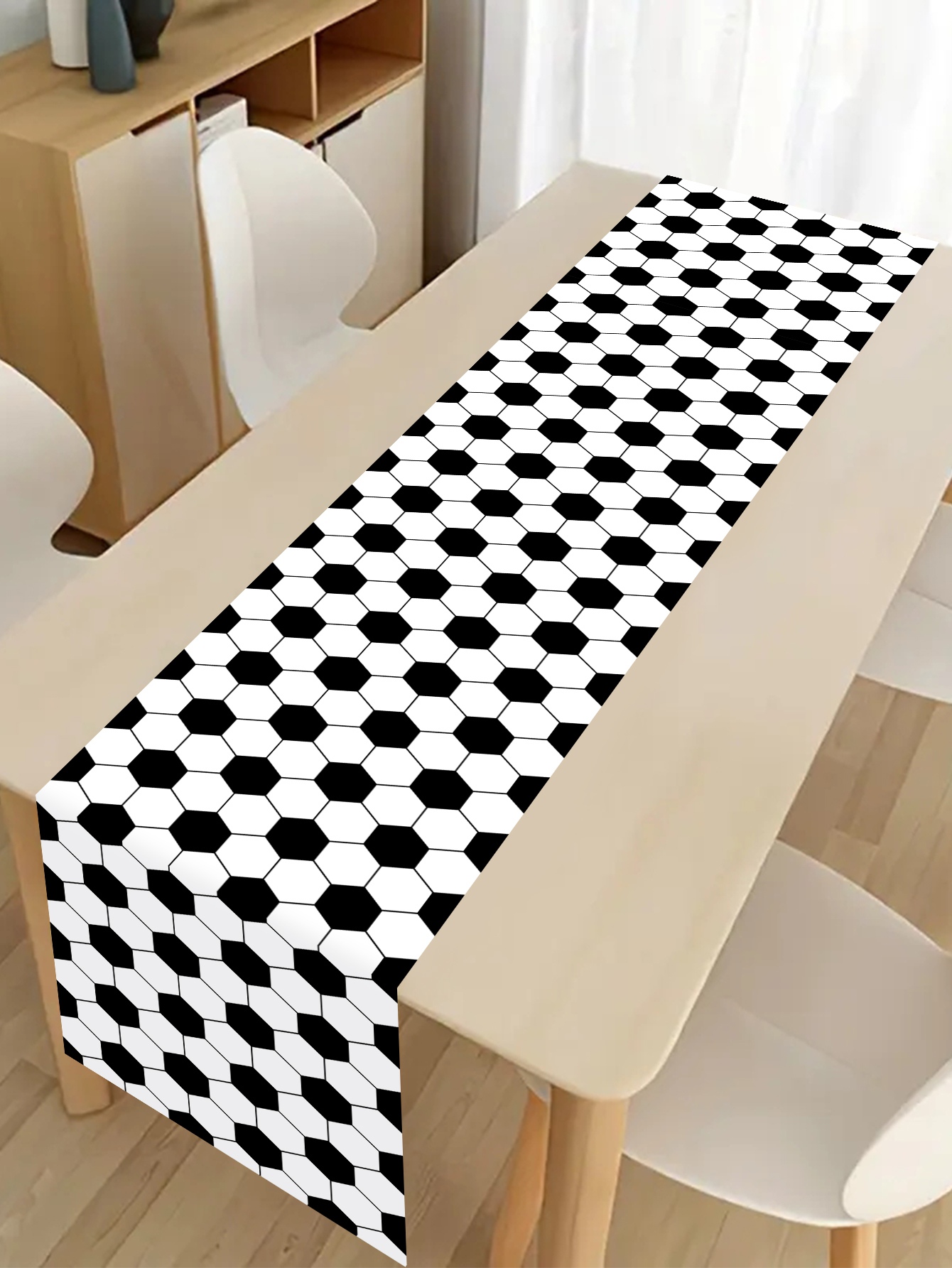 1pc Black White Checkered Table Runner Soccer Party Polyester Table Cover for Kitchen Home Birthday Party Picnic Supplies: Yellow