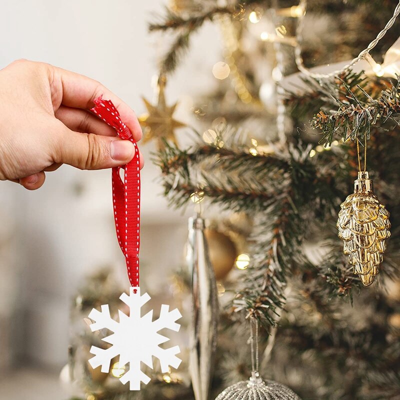 Acryl Kerst Ornament Lege Witte Acryl Diy Blank Helder Kerst Acryl Ornament Met Gat Voor Diy Craft