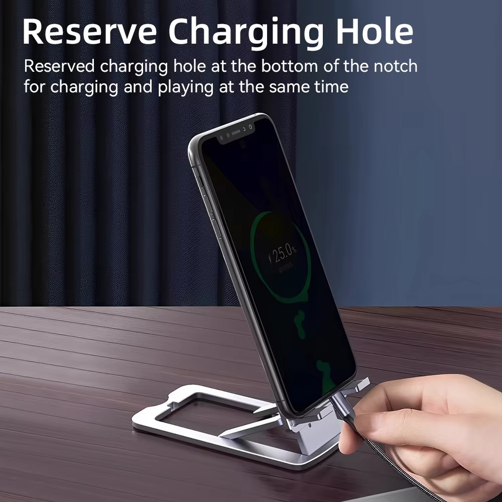 Universal Adjustable Foldable Desktop Phone Stand -Height & Angle Adjustment for All Smartphones Mobile Support Holder All Phone