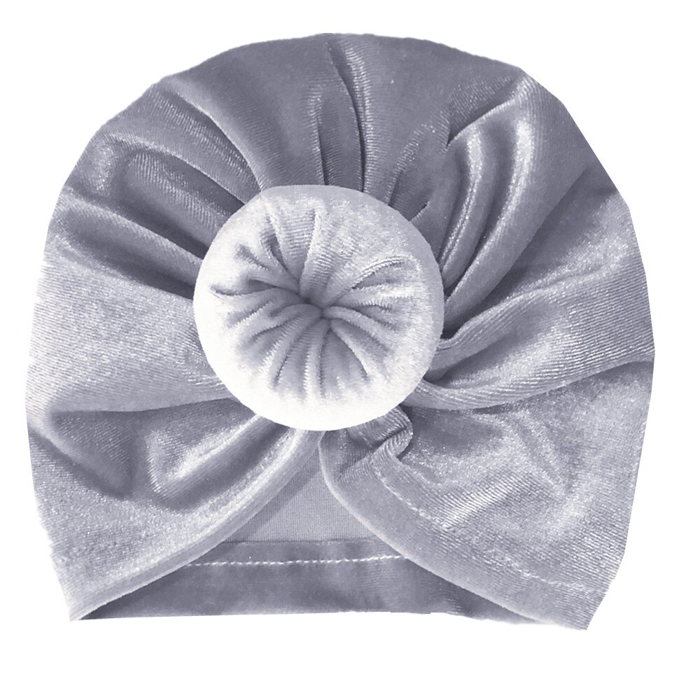 Småbørn piger børn baby fløjl donut hat stor sløjfe hårbånd pandebånd stretch turban knude hoved wrap: Grå