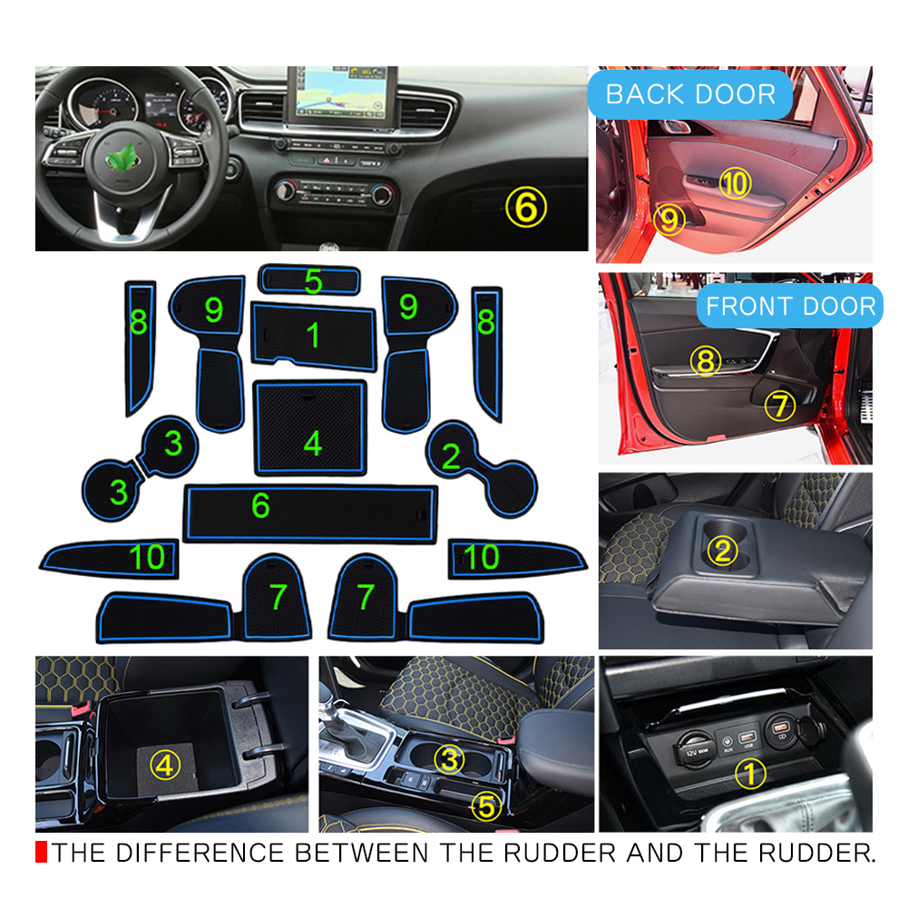 RUIYA for Kia Ceed / XCeed GT Car Door Groove Mat Anti-slip Slot Pad Auto Interior Ceed Accessories