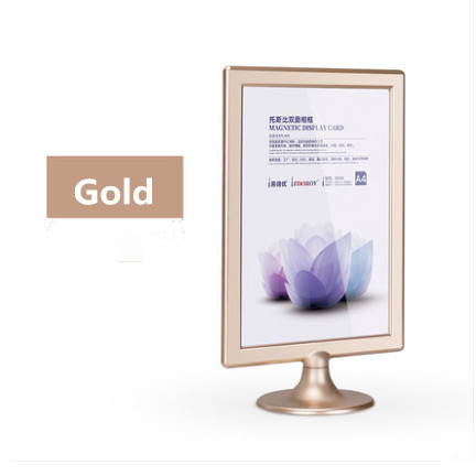 A5 Restaurant Acrylic Menu Paper Card Holders Display Stand Plastic Paper Holder Frame Advertising Poster Frame: Gold