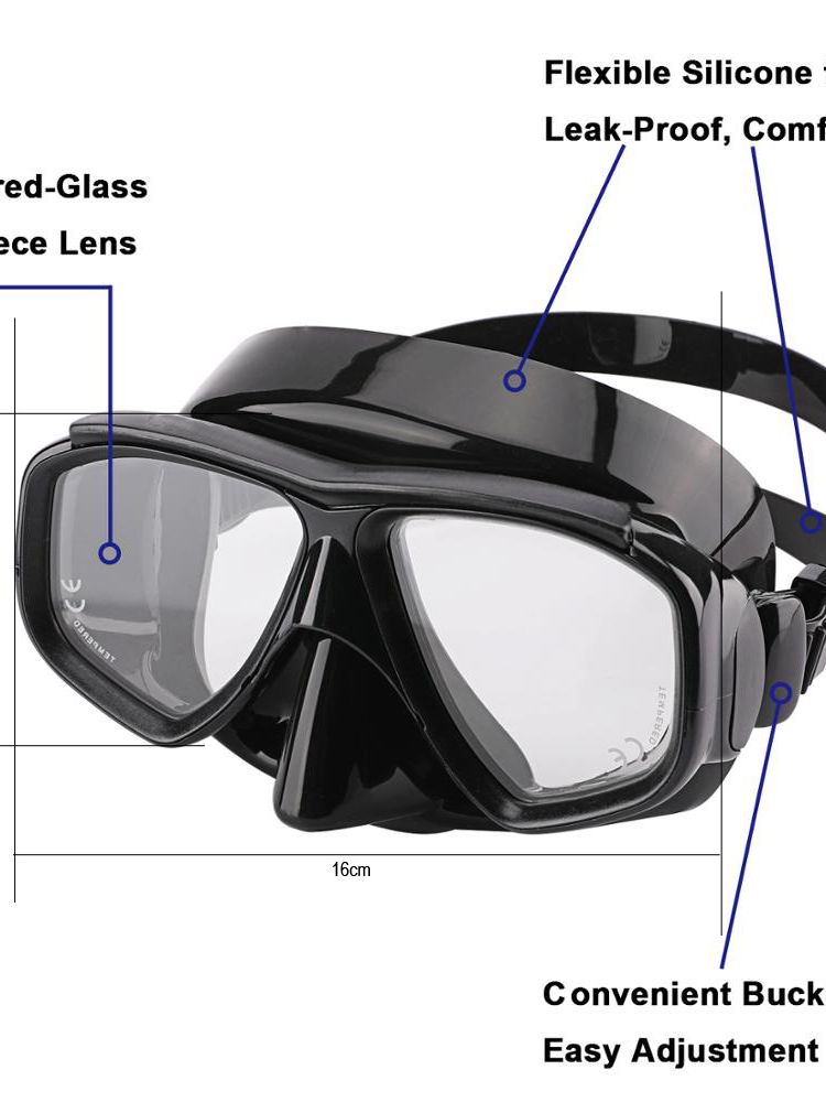 Low Volume Freedive Mask and Snorkel Set Tempered Glass Lens Silione Seal Full Folded Breath Tubebe